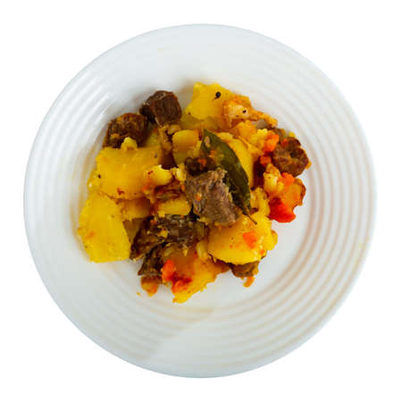 Homemade stewed veal with potato and carrotの写真素材