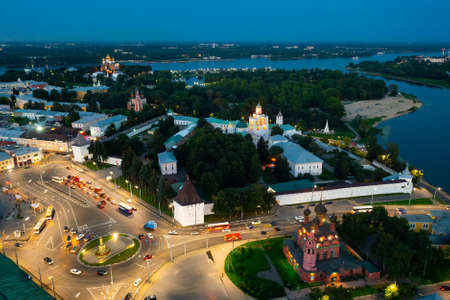 Birds eye view of Yaroslavl in eveningの写真素材