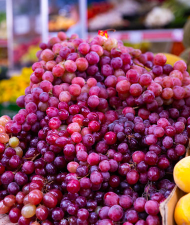 Ripe organic red grape in the product store