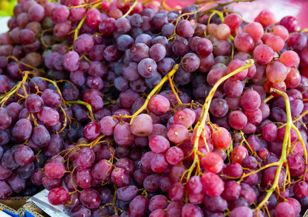 Ripe organic red grape in the product store