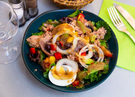 Traditional dish of French cuisine is the Nicoise saladの写真素材