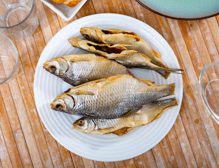 Air-dried salted gutted fish roachの写真素材