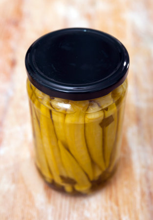 Homemade organic marinated pickled okra