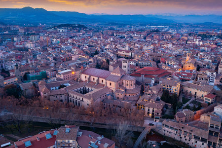 Evening aerial view of town of Vikの写真素材