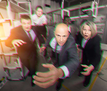 Toned image of business people runningの写真素材