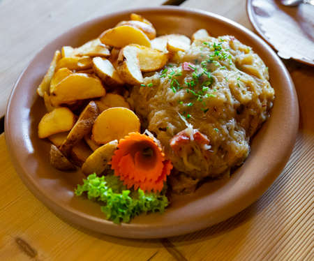 Pork ribs stewed with cabbageの写真素材