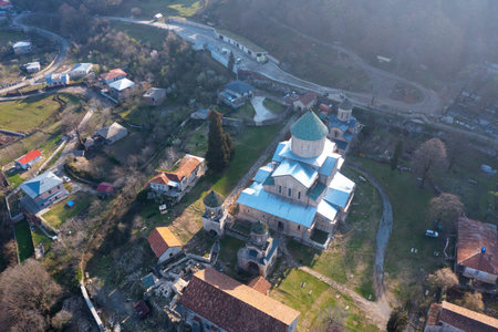 Aerial view of Gelati monastery near Kutaisi, Georgiaの写真素材