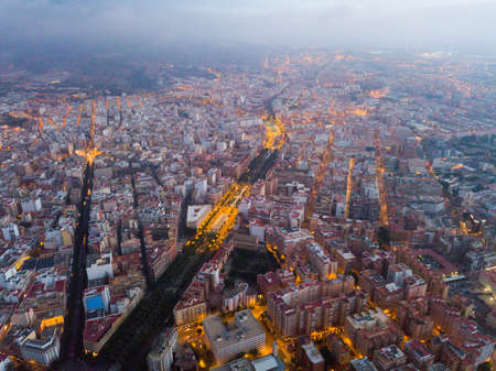 Aerial view of Almeria at twilight.の写真素材