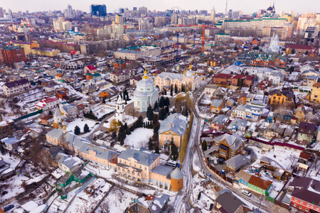 Aerial view of old quarters of Voronezh and Alekseev-Akatov Conventの写真素材