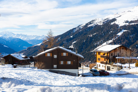 View of the Bellwald ski resort