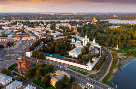 Cityscape of monastery and church in Yaroslavlの写真素材