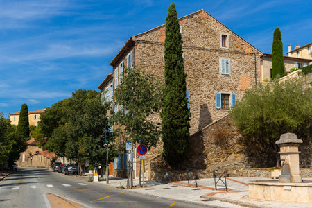 Street in Grimaud village, France