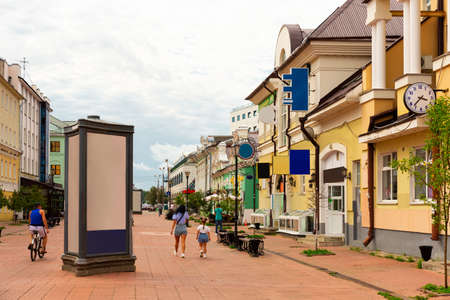 View of the Trekhsvyatskaya Street in the city of Tverの写真素材