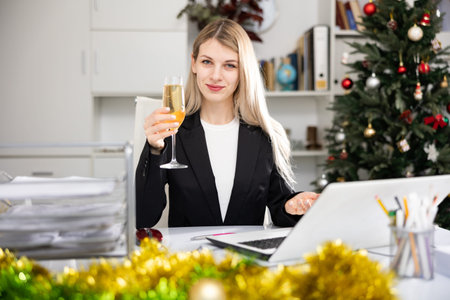 Business woman celebrating New Year