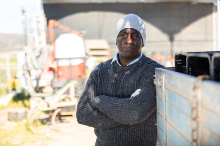 Portrait of worker standing outdoorsの写真素材