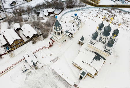 Winter aerial view of Orthodox Resurrection convent in Murom, Russiaの写真素材