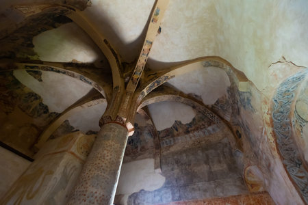 Remains of frescoes in ancient Church of San Baudelio de Berlanga