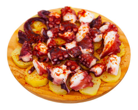 Dish of Spanish cuisine is the octopus in Galicianの写真素材