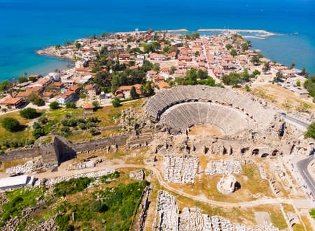 Aerial view of Side city in Antalya. View from aboveの写真素材