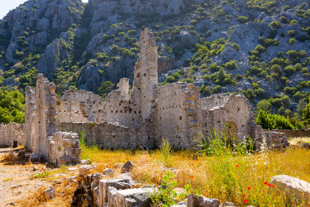 Avenue of Necropolis. Ruins of ancient city Olympos. Turkey