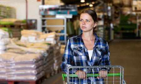 Woman shopping in construction materials storeの写真素材