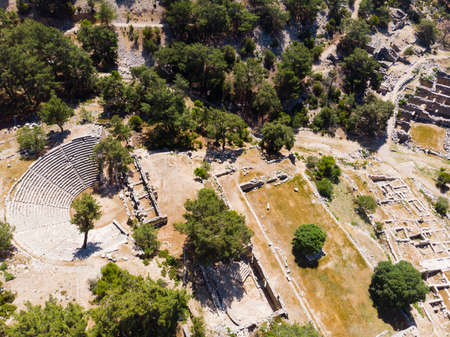 Birds eye view of Arykanda, Antalya Province, Turkeyの写真素材