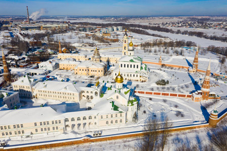 Aerial view of Epiphany Staro-Golutvin Monastery in Kolomnaの写真素材