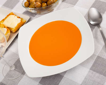 Popular Spanish dish is cold soup Gaspachoの写真素材