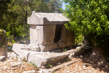 Ancient sarcophagi of the Northeastern Necropolis in the city of Termessosの写真素材