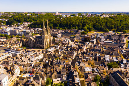 View from drone of french city Quimper
