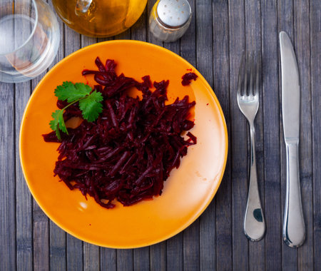 Appetizing fresh beet salad with parsley