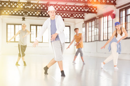 Young people dancing swing and shuffleの写真素材