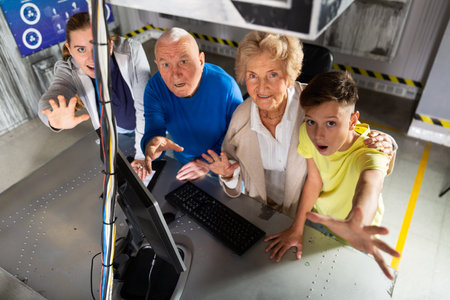 Group photo of grandparents and grandchildren in escape room