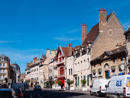 Street in the historic center of Dijon in Burgundy, Franceのeditorial素材