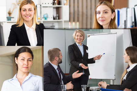 Screen of online meeting of business peopleの写真素材