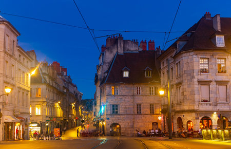 Evening photo of Besancon streets, department of Doubs, Franceのeditorial素材