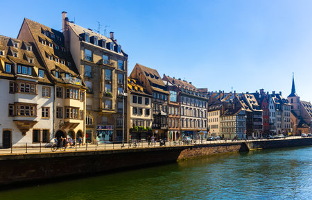 Strasbourg, France - August 03, 2022: Cityscape of Strasbourg and Ill riverのeditorial素材