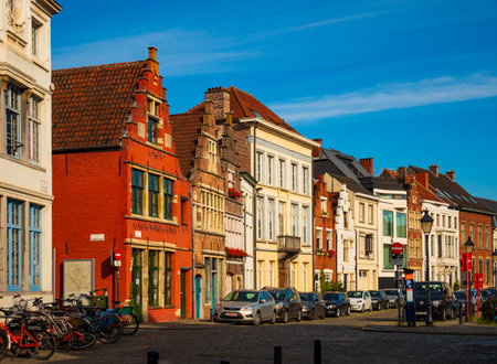 Streets of Ghent old town, Belgiumのeditorial素材