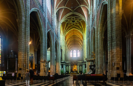 Interior at Saint Bavos Cathedral Basilica in Ghent, Belgiumのeditorial素材