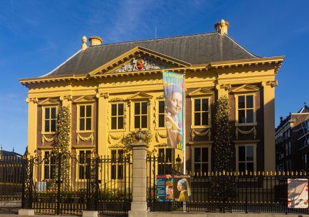 The Mauritshuis entrance view in the Hague, Netherlandsのeditorial素材