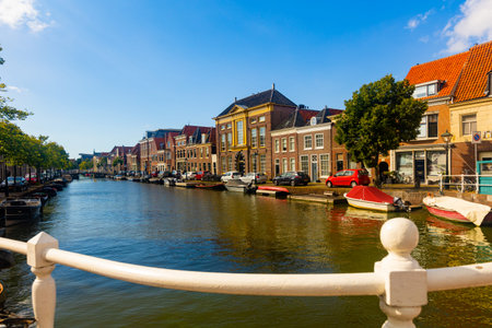 ALKMAAR, NETHERLANDS - AUGUST 8, 2022: Summer landscape of city streetsのeditorial素材
