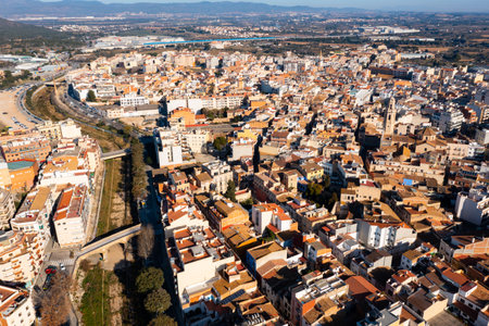 Aerial view of Spanish town of El Vendrell, Cataloniaの写真素材