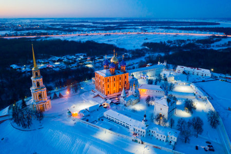 Cathedral and bell tower of Ryazan kremlinの写真素材