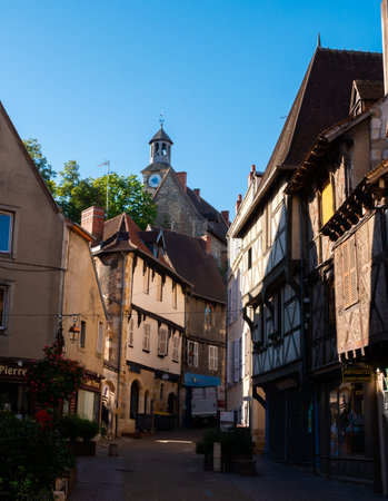 View of the old streets of Montlucon, Franceのeditorial素材