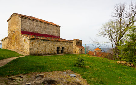 Spring landscape with ancient structures of Nekresi monastery