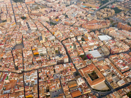 Aerial view of the roofs of the spanish city of Reus. Tarragona province.の写真素材