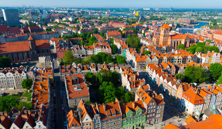 Aerial view of Gdansk with Gothic Church