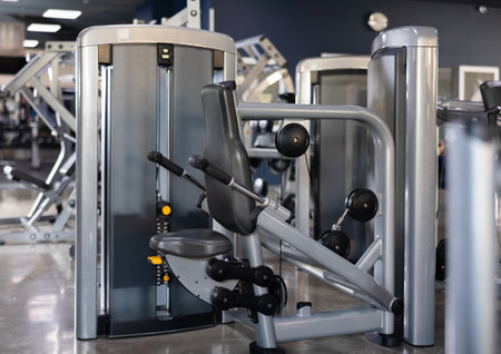 Interior of modern gym centre. Techno Gym simulatorsの写真素材