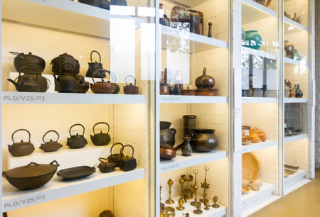 Kitchen utensils exposition in Ethnology Museum, Barcelonaのeditorial素材