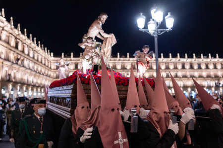 SALAMANCA, SPAIN - APRIL 13, 2022: Religious procession in the week of Semana Santaのeditorial素材